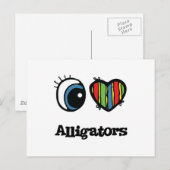 I Love (Heart) Alligators Briefkaart (Voorkant / Achterkant)