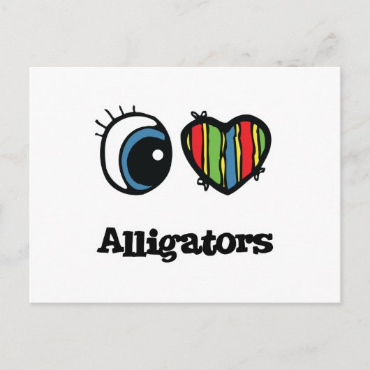 I Love (Heart) Alligators Briefkaart (Voorkant)