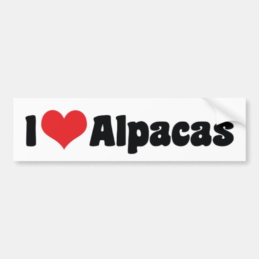 I Love Heart Alpacas Bumpersticker (Voorkant)