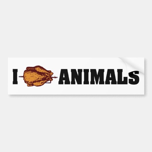 I Love Heart Animals - BBQ Cookout Lovers Bumpersticker (Voorkant)