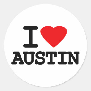 I Love Heart Austin Texas Ronde Sticker