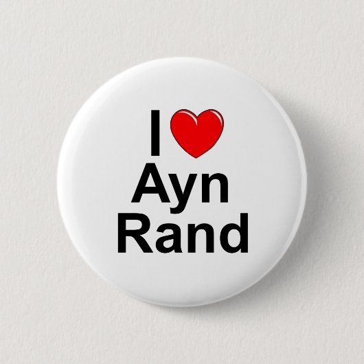 I Love (Heart) Ayn Rand Ronde Button 5,7 Cm (Voorkant)