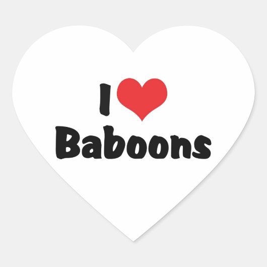 I Love Heart Baboons Hart Sticker (Voorkant)
