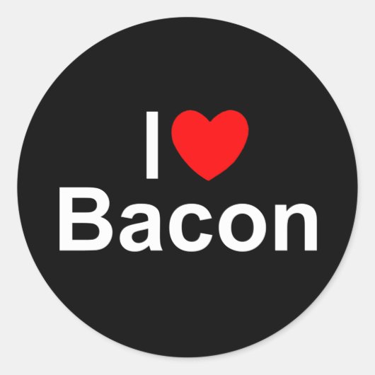 I Love (Heart) Bacon Ronde Sticker (Voorkant)