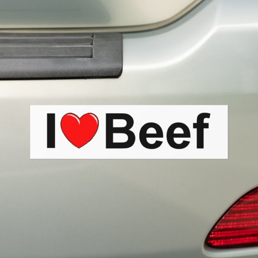 I Love (Heart) Beef Bumpersticker (Op auto)