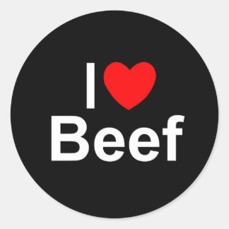 I Love (Heart) Beef Ronde Sticker