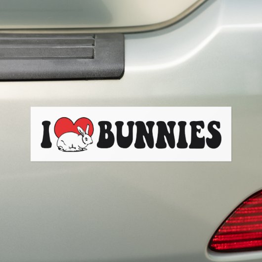 I Love Heart Bunny Rabbits Bumpersticker (Op auto)
