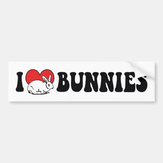 I Love Heart Bunny Rabbits Bumpersticker (Voorkant)