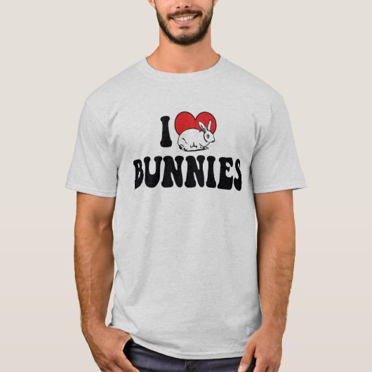 I Love Heart Bunny Rabbits T-shirt (Voorkant)
