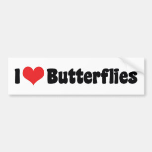 I Love Heart Butterflies - Butterfly Lover Bumpersticker
