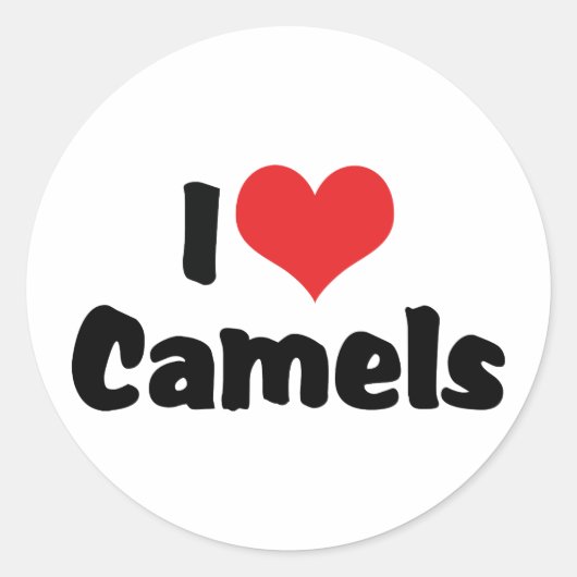 I Love Heart Camels Ronde Sticker (Voorkant)
