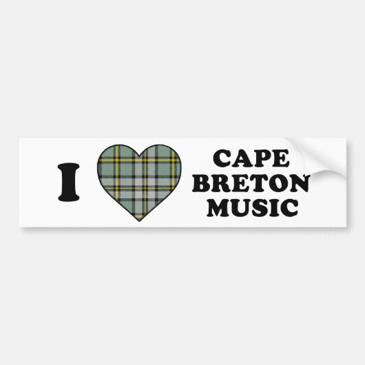 I Love Heart Cape Breton Music Tartan Bumpersticker (Voorkant)