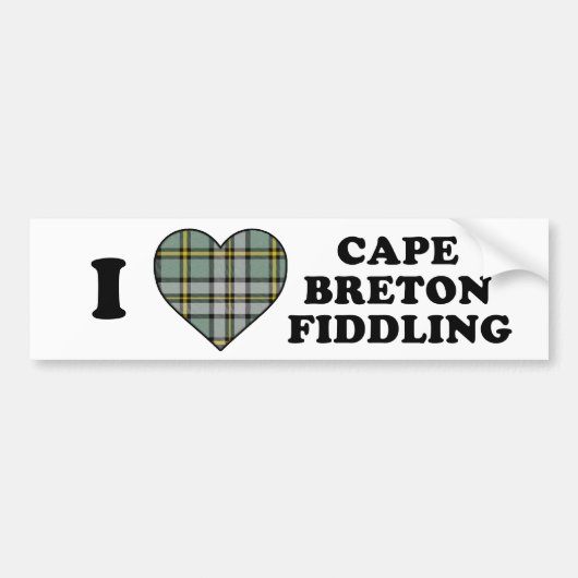 I Love Heart Cape Fiddling Tartan Bumpersticker (Voorkant)