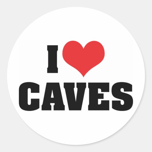 I Love Heart Caves - Cave Exploration Spelunking Ronde Sticker (Voorkant)