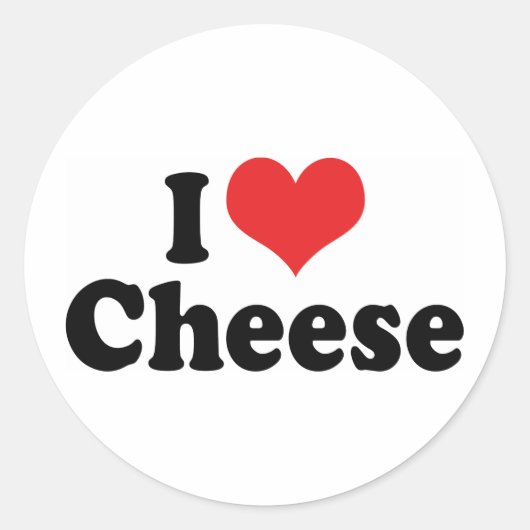 I Love Heart Cheese - Dairy Lover Ronde Sticker (Voorkant)
