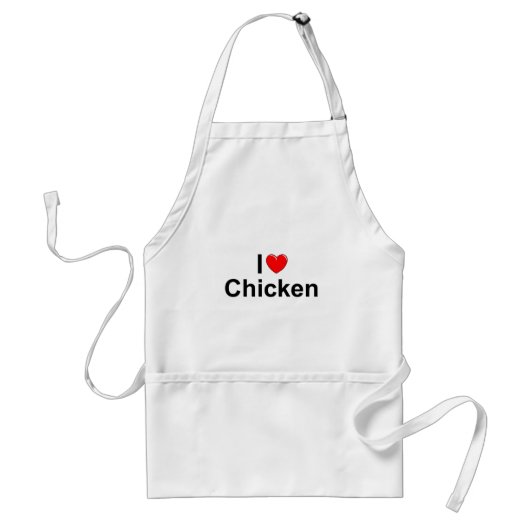 I Love (Heart) Chicken Standaard Schort (Voorkant)