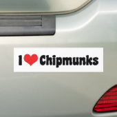 I Love Heart Chipmunks - Chipmunk Lover Bumpersticker (Op auto)