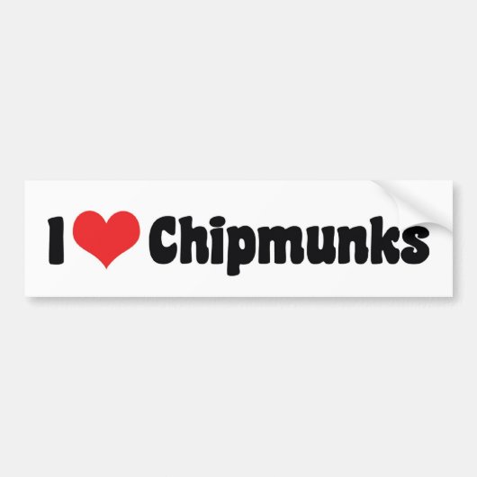 I Love Heart Chipmunks - Chipmunk Lover Bumpersticker (Voorkant)