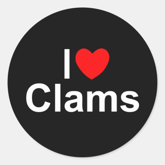I Love (Heart) Clams Ronde Sticker (Voorkant)