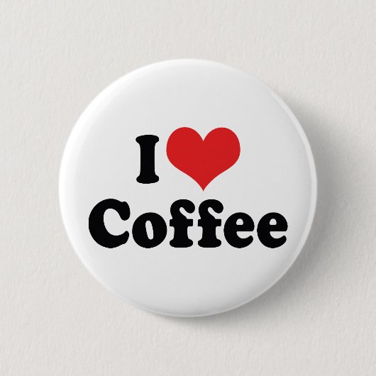 I Love Heart Coffee - Java Caffeine Lover Ronde Button 5,7 Cm (Voorkant)