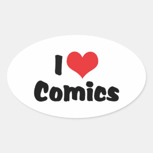 I Love Heart Comics - Stripboekliefhebber Ovale Sticker
