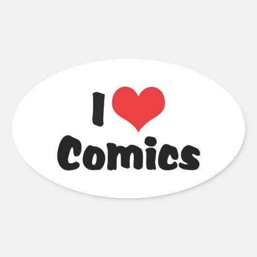 I Love Heart Comics - Stripboekliefhebber Ovale Sticker (Voorkant)