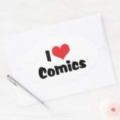 I Love Heart Comics - Stripboekliefhebber Ovale Sticker (Envelop)
