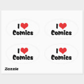 I Love Heart Comics - Stripboekliefhebber Ovale Sticker (Vel)