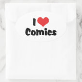 I Love Heart Comics - Stripboekliefhebber Ovale Sticker (Tas)