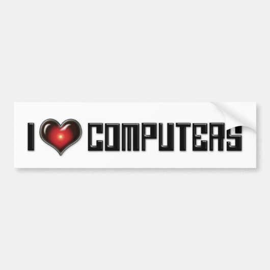 I Love Heart Computers - Electronics Lover Bumpersticker (Voorkant)