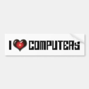 I Love Heart Computers - Elektronica Liefhebber Bumpersticker