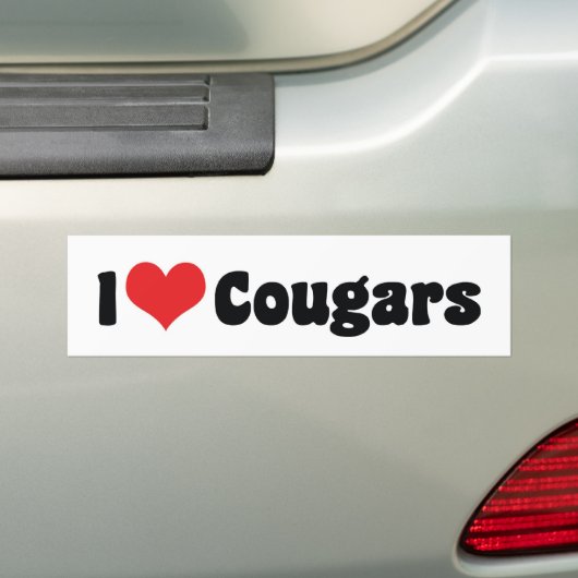 I Love Heart Cougars Bumpersticker (Op auto)