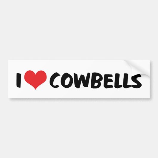 I Love Heart Cowbells Bumpersticker (Voorkant)