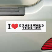 I Love Heart Crossword Puzzles - Puzzle Lover Bumpersticker (Op auto)
