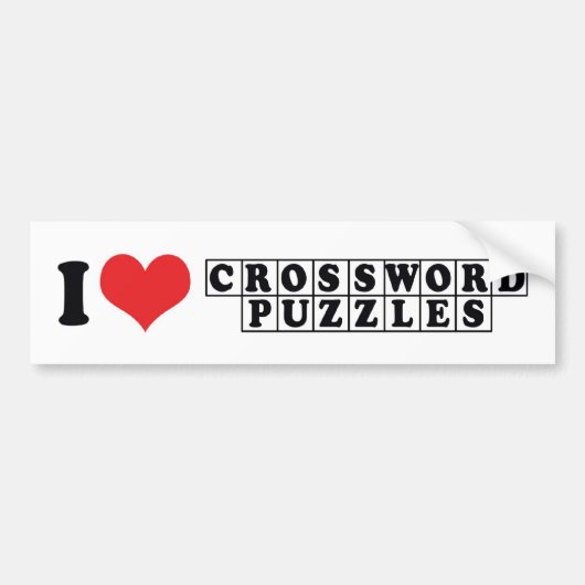 I Love Heart Crossword Puzzles - Puzzle Lover Bumpersticker (Voorkant)