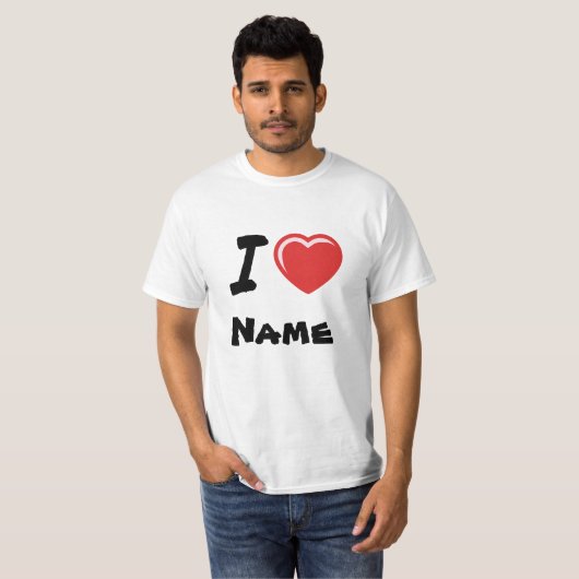 I Love Heart Custom Name T-shirt (Voorkant volledig)