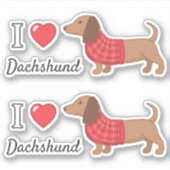 I Love Heart Dachshund Wiener Dog Red Sweater Sticker (Voorkant)