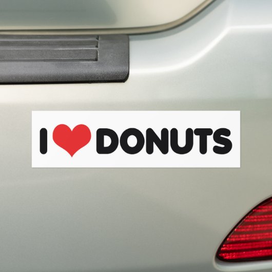 I Love Heart Donuts - Donut Snack Food Sugar Lover Bumpersticker (Op auto)