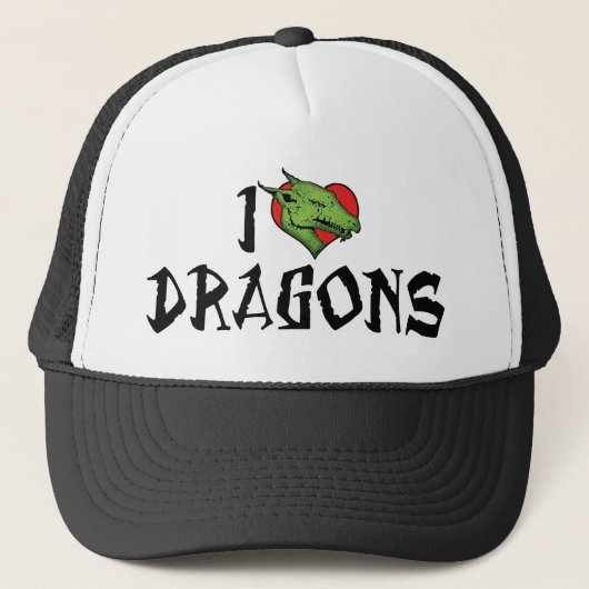 I Love Heart Dragons Trucker Pet (Voorkant)