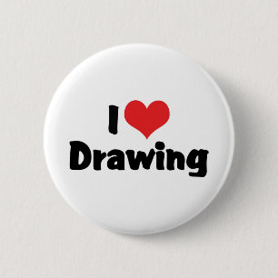 I Love Heart Drawing - Kunstenaars & Illustrator Ronde Button 5,7 Cm