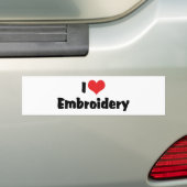 I Love Heart Embroidery - Needlepoint Sewing Bumpersticker (Op auto)