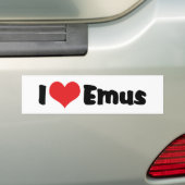 I Love Heart Emus - Emu & Ostrich Lover Bumpersticker (Op auto)
