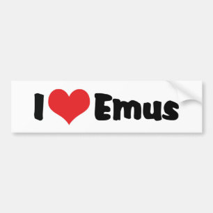 I Love Heart Emus - Emu & Ostrich Lover Bumpersticker