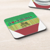 I Love Heart Ethiopia: Motief voor vlagkunst Bier Onderzetter (Linkerzijde)