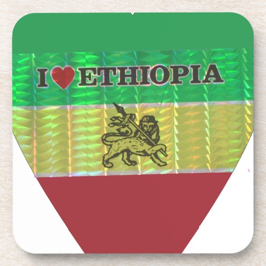 I Love Heart Ethiopia: Motief voor vlagkunst Bier Onderzetter (Voorkant)
