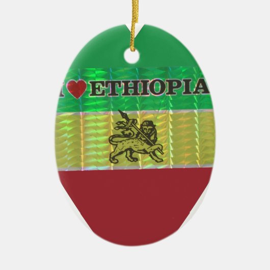 I Love Heart Ethiopia: Motief voor vlagkunst Keramisch Ornament (Voorkant)