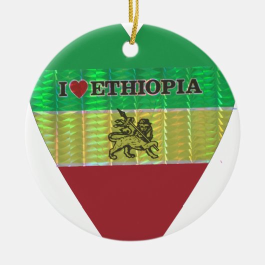 I Love Heart Ethiopia: Motief voor vlagkunst Keramisch Ornament (Voorkant)