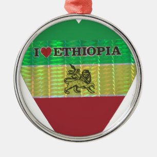 I Love Heart Ethiopia: Motief voor vlagkunst Metalen Ornament