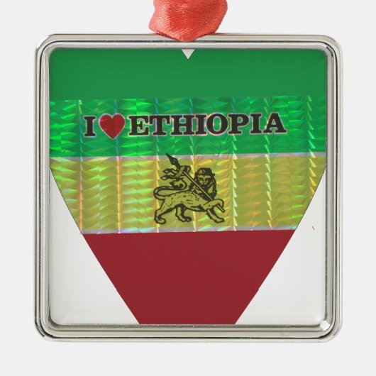 I Love Heart Ethiopia: Motief voor vlagkunst Metalen Ornament (Voorkant)