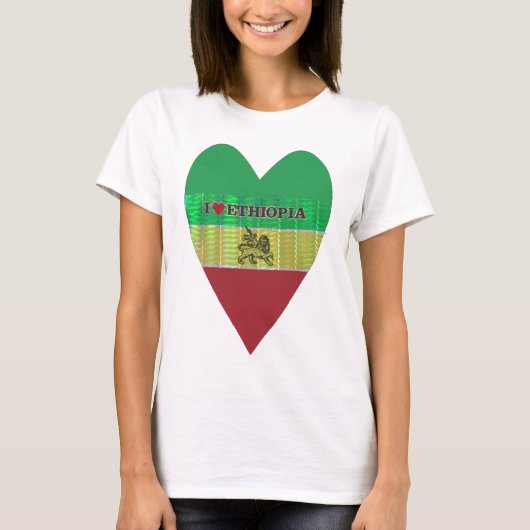 I Love Heart Ethiopia: Motief voor vlagkunst T-shirt (Voorkant)